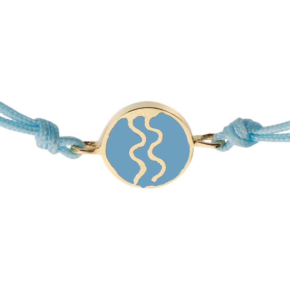 Zodiac 18k yellow gold enamelled bracelet (Aquarius).