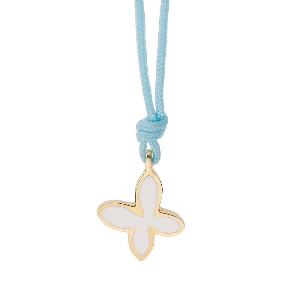 Butterfly, 18 carat yellow gold lucky charm enamelled charm.Butterflies signify good luck during cycles of change within your life , creativity, freedom and love. Product code: 463MPEDIK01cord