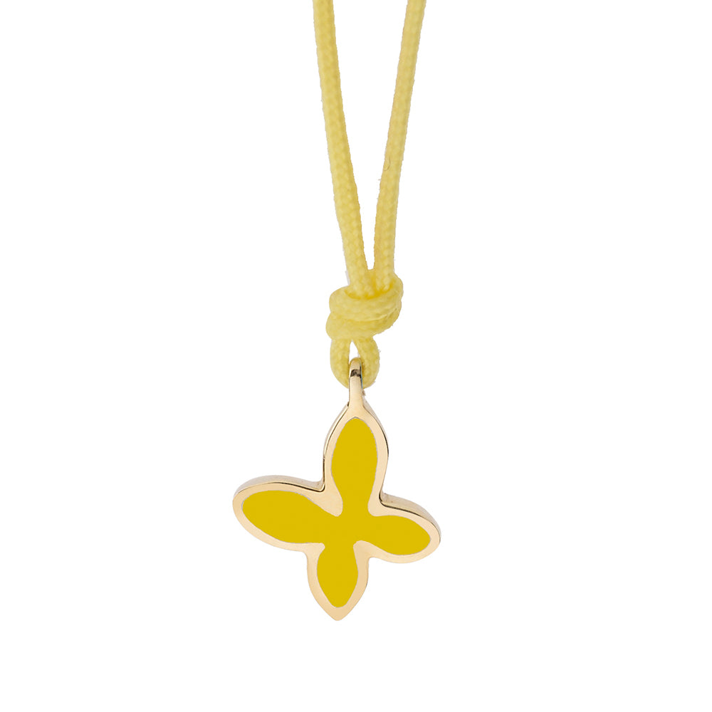 Butterfly, 18 carat yellow gold lucky charm enamelled charm.Butterflies signify good luck during cycles of change within your life , creativity, freedom and love. Product code: 463MPEDIK01cord