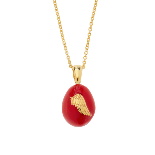 “Angel Wings”  Easter Egg Pendant  on a Chain. Product Code: 92MAYG23c Red