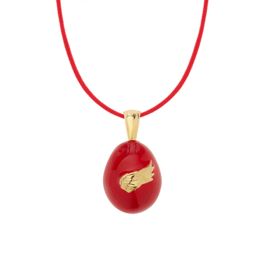 “Angel Wings”  Easter Egg Pendant  on a Cord. Product Code: 91MAYG23 Red