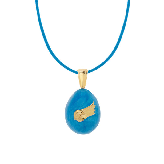 “Angel Wings”  Easter Egg Pendant  on a Cord. Product Code: 91MAYG23 Aqua Blue