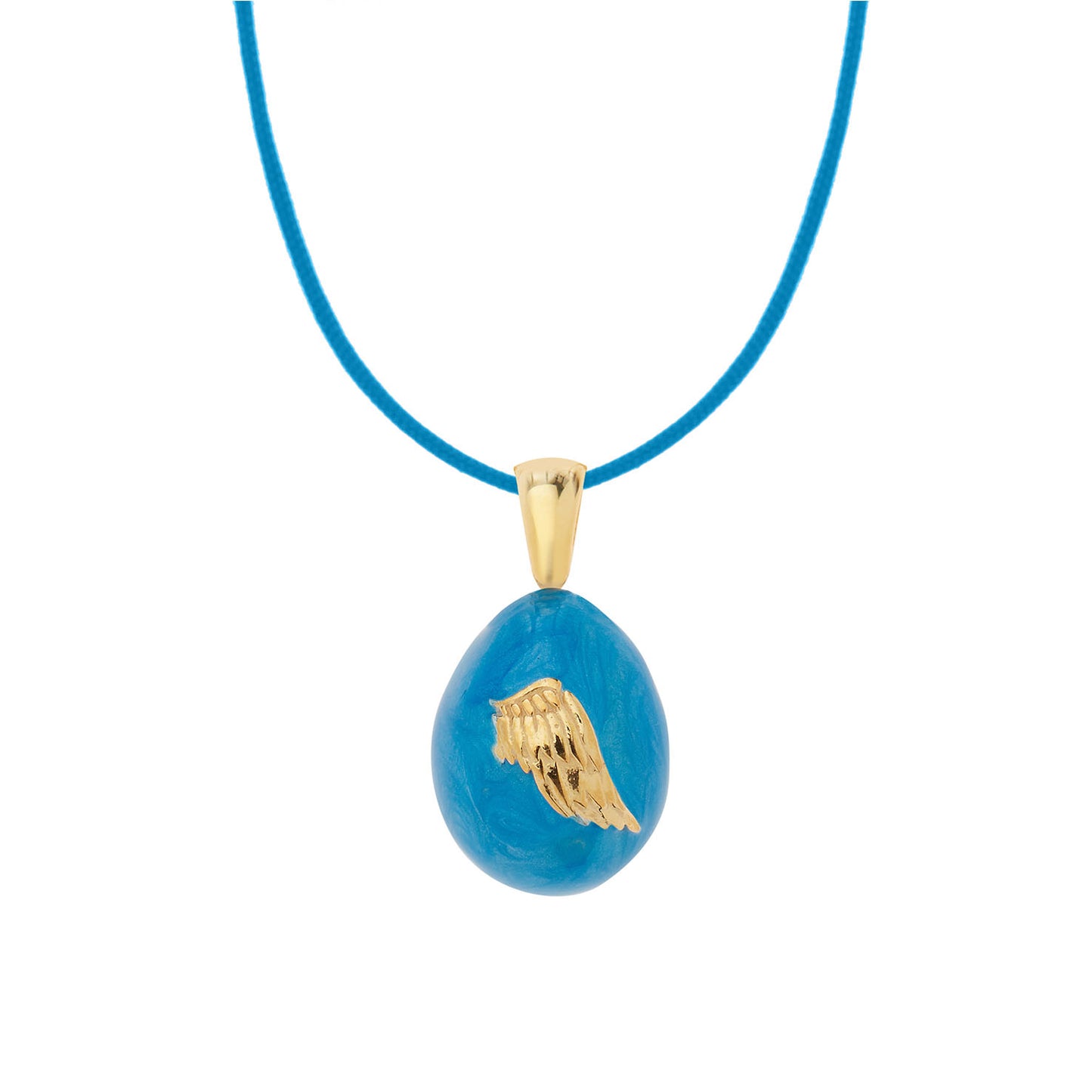 “Angel Wings”  Easter Egg Pendant  on a Cord. Product Code: 92MAYG23 Aqua Blue