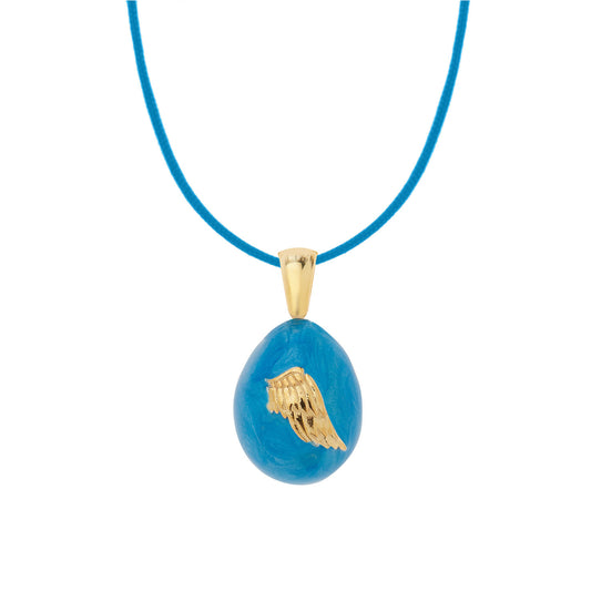 “Angel Wings”  Easter Egg Pendant  on a Cord. Product Code: 92MAYG23 Aqua Blue