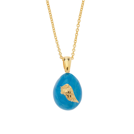 “Angel Wings”  Easter Egg Pendant  on a Chain. Product Code: 92MAYG23c Aqua Blue