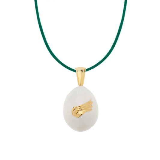“Angel Wings”  Easter Egg Pendant  on a Cord. Product Code: 91MAYG23 Ivory