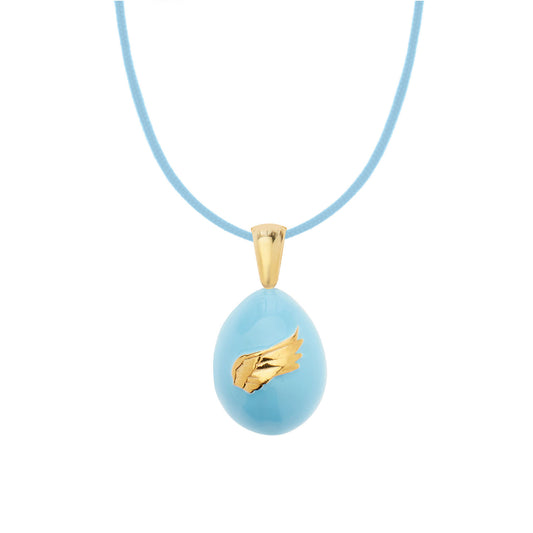 “Angel Wings”  Easter Egg Pendant  on a Cord. Product Code: 91MAYG23 Turquoise