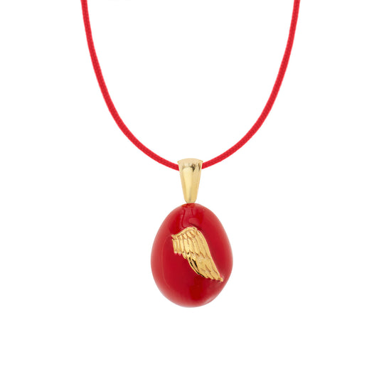 “Angel Wings”  Easter Egg Pendant  on a Cord. Product Code: 92MAYG23 Red