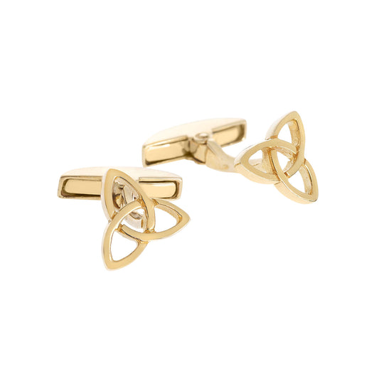 "Τriquetra" 18-carat yellow gold cufflinks. Triquetra  symbolises threefold fundamental meanings of life. Product Code: 185CU020.