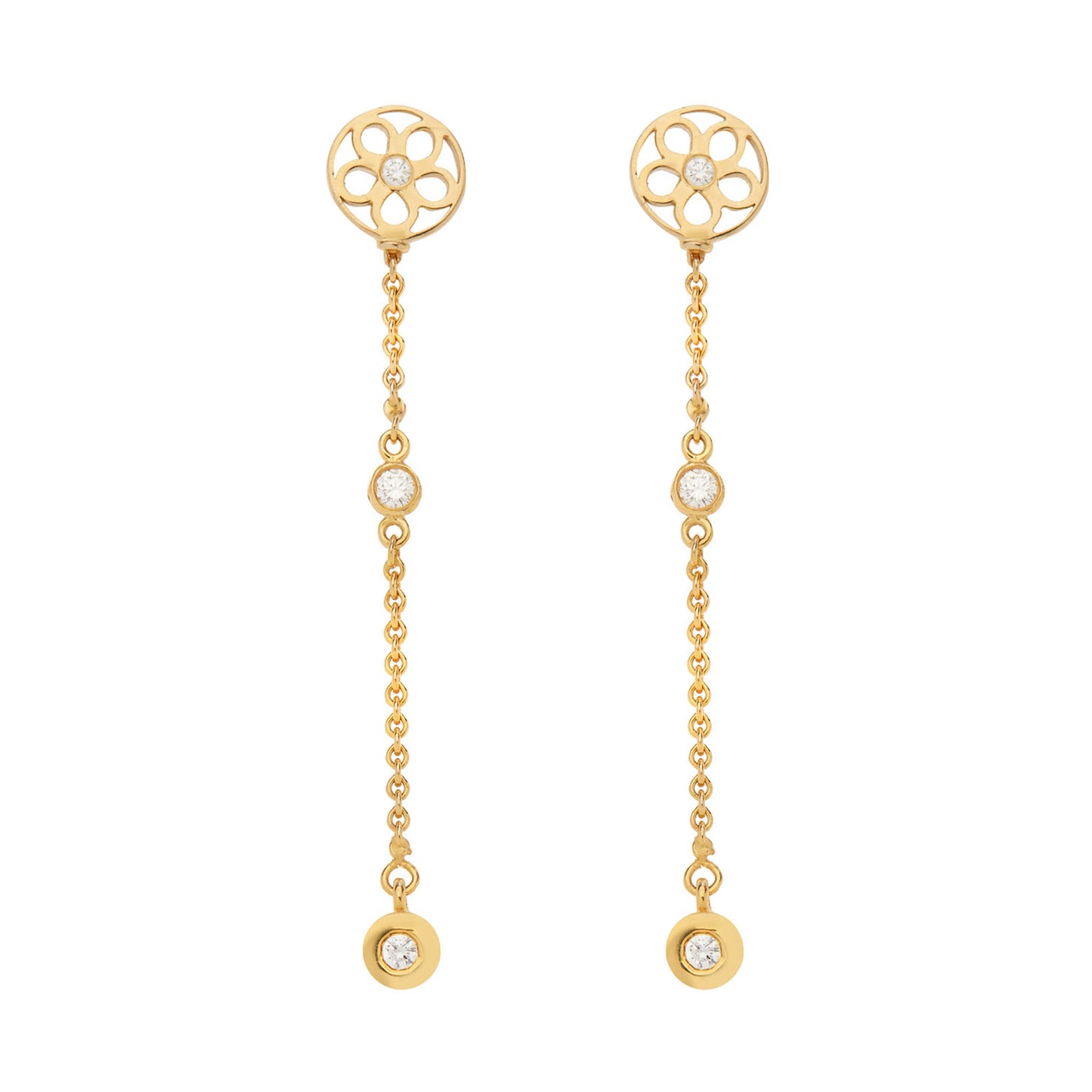 Drop Earrings 18KT yellow gold with brilliant cut diamonds
