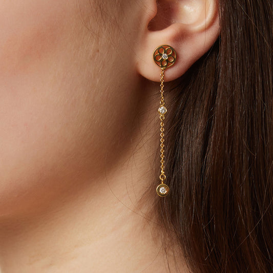 Drop Earrings 18KT yellow gold with brilliant cut diamonds