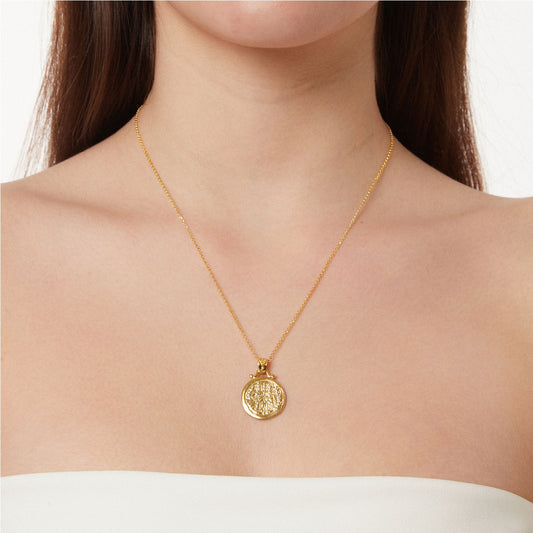 Handmade 14KT Yellow gold Byzantine Coin Pendant "Konstantinato"
