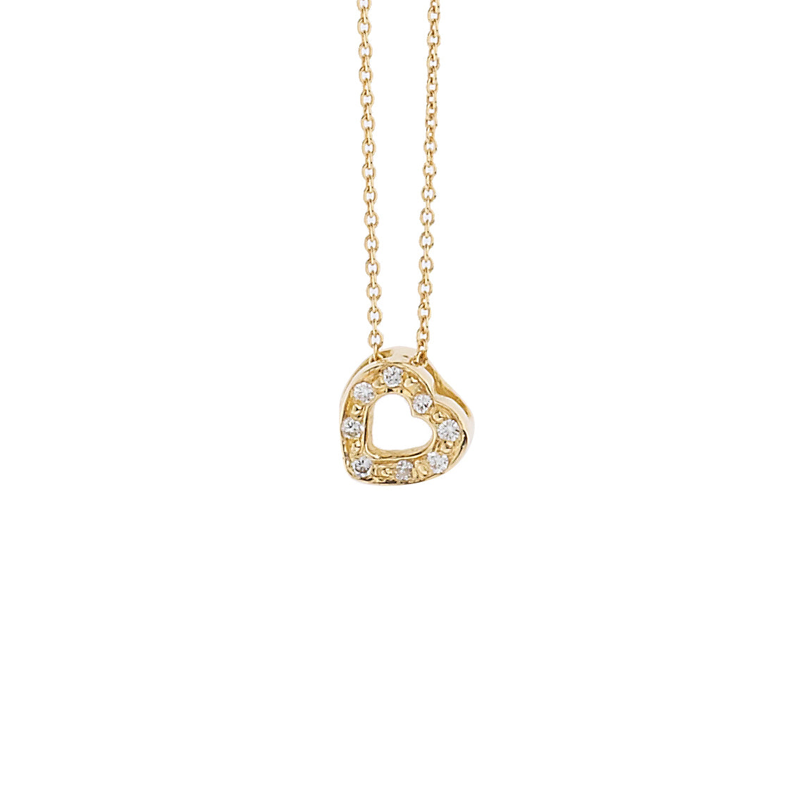 Heart Pendant 18KT  Yellow Gold with Brilliant cut Diamonds