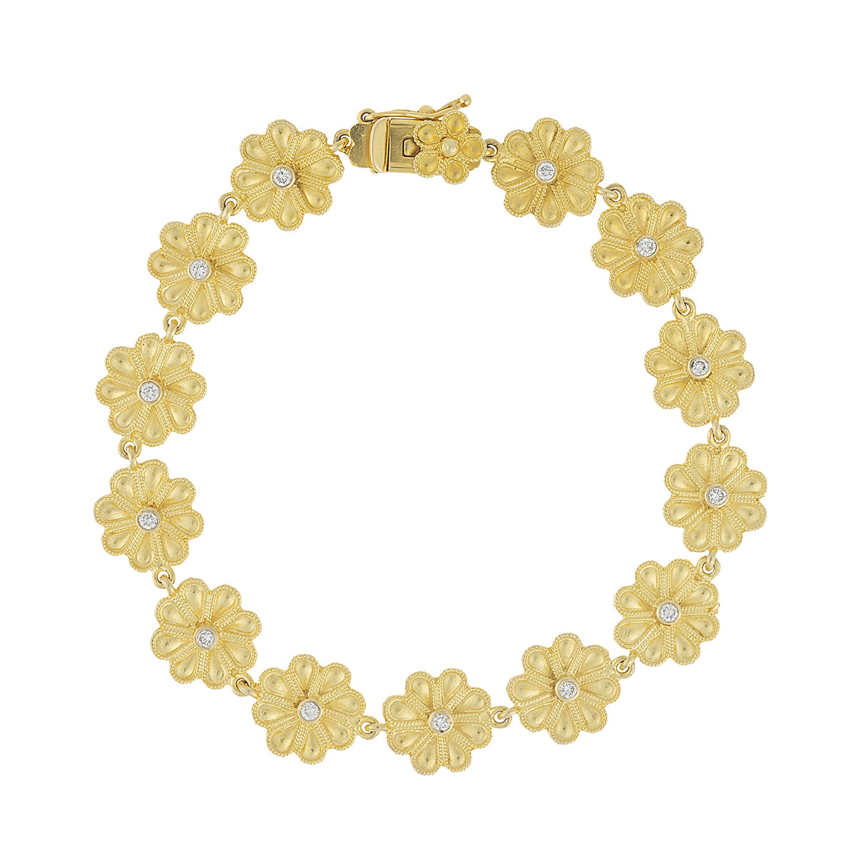 Flower diamond  bracelet,18 carat yellow gold.   Product Code : 436B1042.