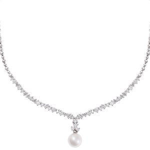 Diamond and South Sea pearl necklace KT18 carat white gold.  Product code: 311KO39WP