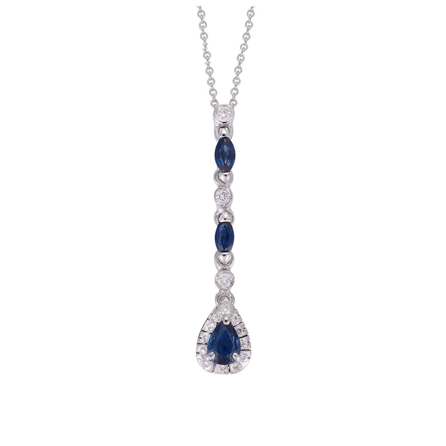Necklace Pendant 18KT White Gold with Sapphires and Brilliant cut Diamonds. Product Code : 582M23WSKP