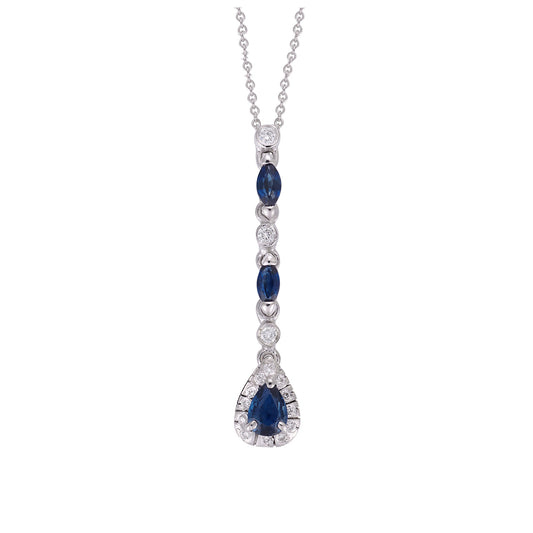 Necklace Pendant 18KT White Gold with Sapphires and Brilliant cut Diamonds. Product Code : 582M23WSKP
