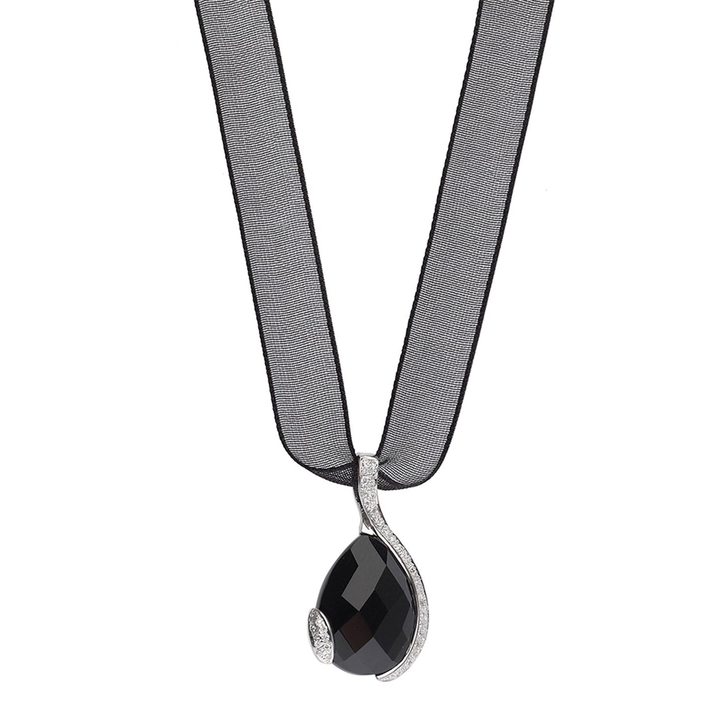 Onyx Pendant 18KT White Gold with  Brilliant cut Diamonds. Product Code : 515M288281.