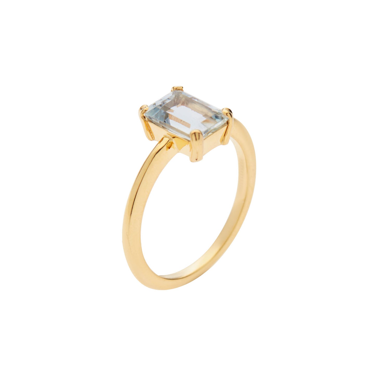 Aquamarine (Emerald Cut) Ring 18KT Yellow Gold.