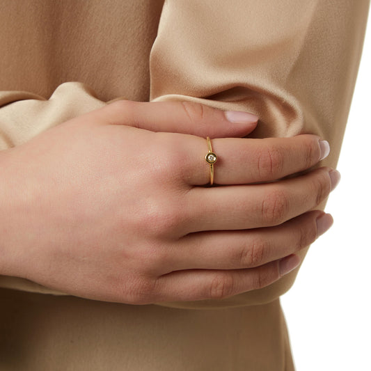 Ring 18KT yellow gold with a brilliant cut diamond