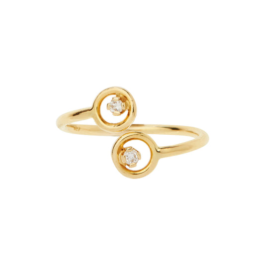 Ring 18KT Yellow Gold with two Brilliant cut Diamonds.