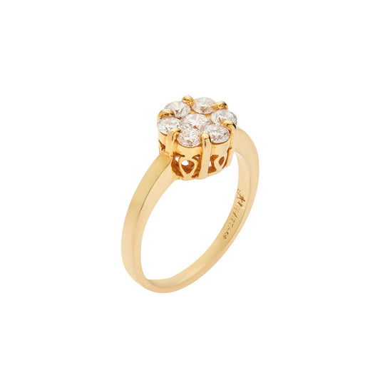 Ring 18KT yellow gold with brilliant cut diamonds