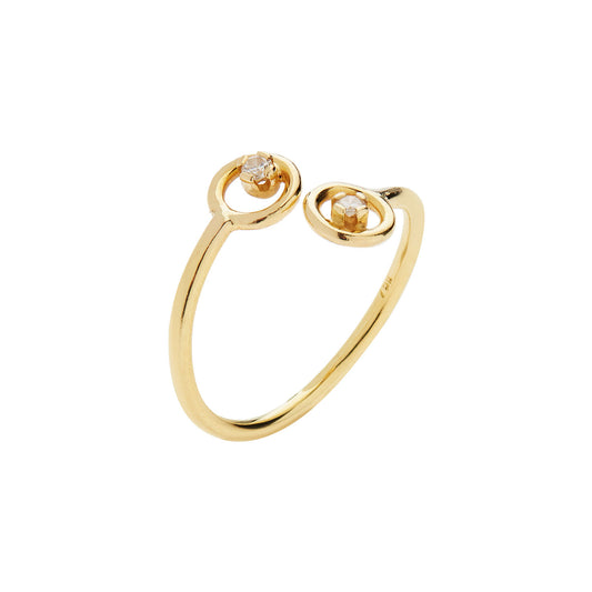 Ring 18KT Yellow Gold with two Brilliant cut Diamonds.