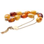 Handmade K14 carat string of beads with amber. Product code:112KK7M