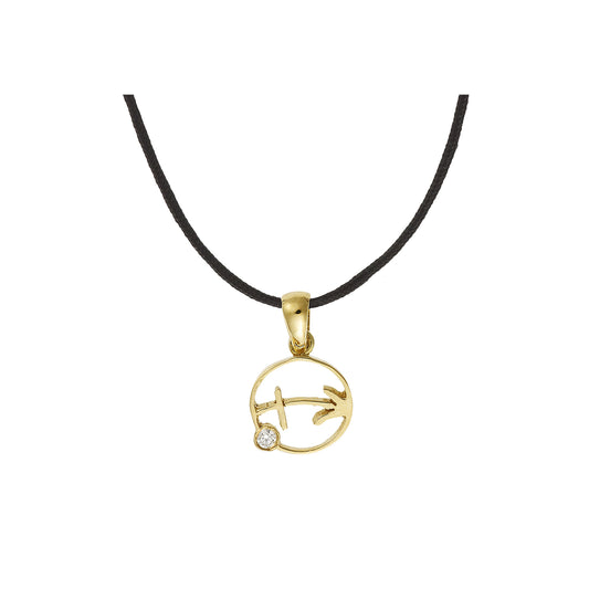 "Sagittarius"18k yellow gold diamond charm.