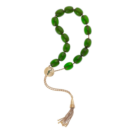 String of beads with salamander good luck charm. Salamander is a symbol of transformation, energy, renewal and luck. Product Code: 116KOG2012SPE.