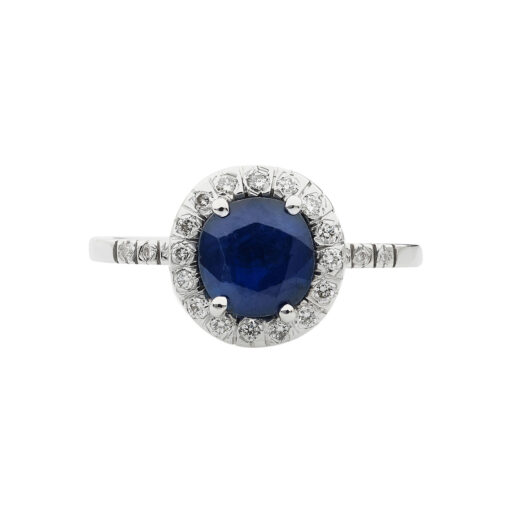 Sapphire and diamond ring 18 carat white gold.