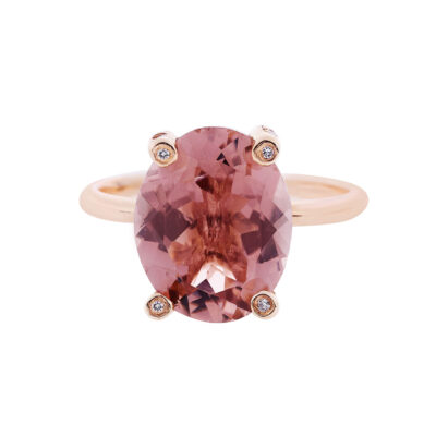 Tourmaline and diamond ring 18 carat pink gold.