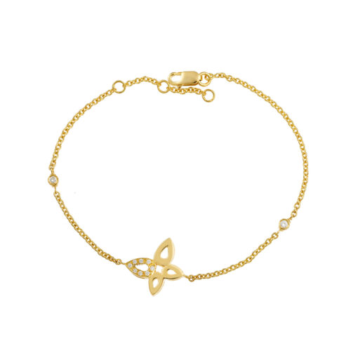 Diamond butterfly chain bracelet,18 carat yellow gold.