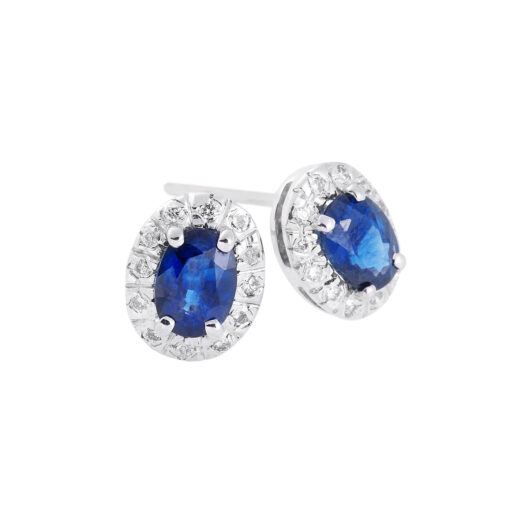 Sapphire and diamond earrings, 18 carat white gold.