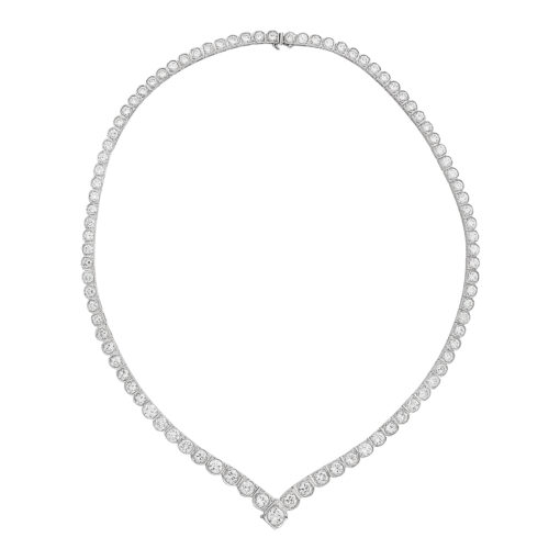 Diamond line necklace 18 carat white gold