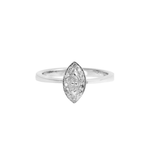 Diamond marquise-cut solitaire 18k white gold.