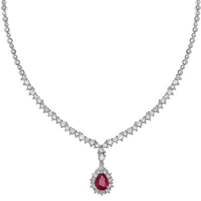 Diamond and ruby necklace 18 carat white gold