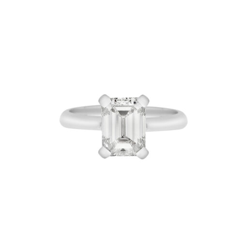 Emerald cut diamond solitaire18 carat white gold.