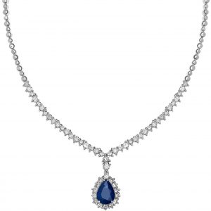 Diamond and sapphire necklace 18 carat white gold