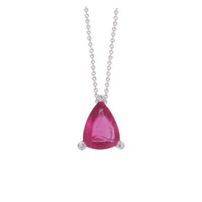 Pink Tourmaline and diamond pendant 18 carat white gold.