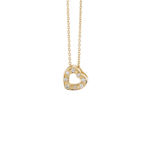 Heart diamond pendant, 18-carat yellow gold.