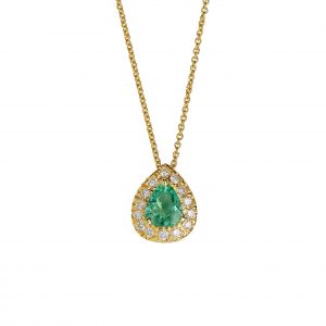 Emerald and Diamond Pendant, 18k yellow gold.