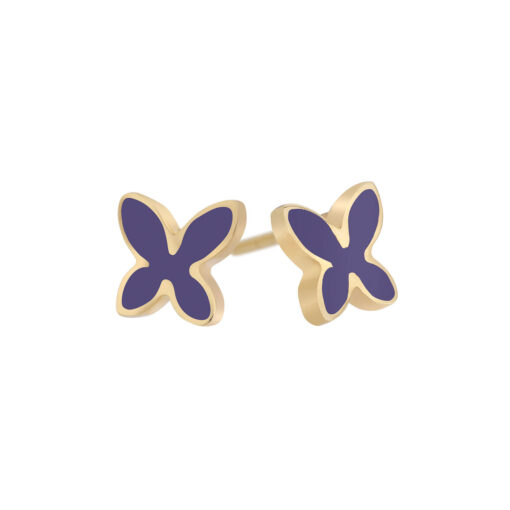 Butterfly, 18 carat yellow gold enamelled earrings.