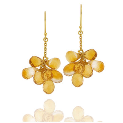 Citrine drop earrings 18-carat yellow gold.