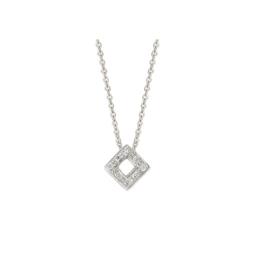 Square diamond pendant, 18k white gold.