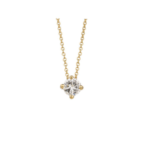 Diamond solitaire chain pendant 18 carat yellow gold