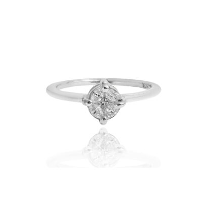 Invisible-Set Diamond Ring in 18 carat White Gold.