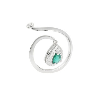 Emerald and diamond ring 18 carat white gold.