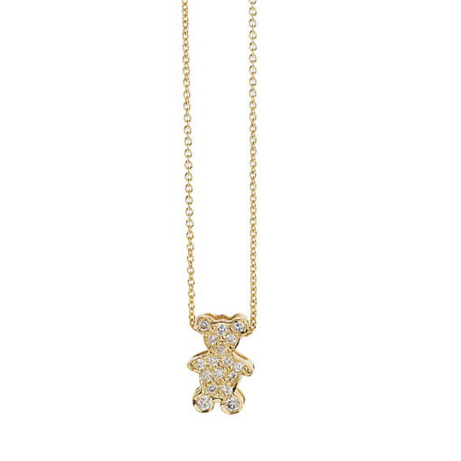 "Little bear" diamond 18 carat yellow gold pendant.