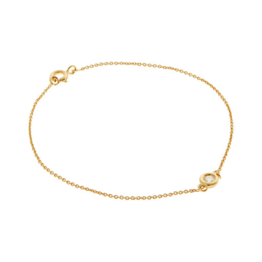 18 carat yellow gold chain bracelet set with a brilliant cut diamond.